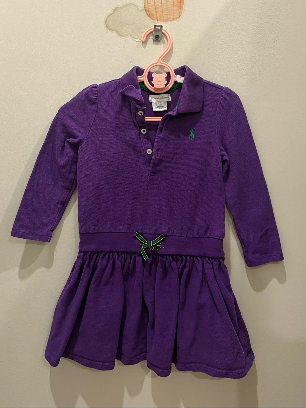 Ralph Lauren Girls' Long-Sleeve Polo Dress in Purple 24m